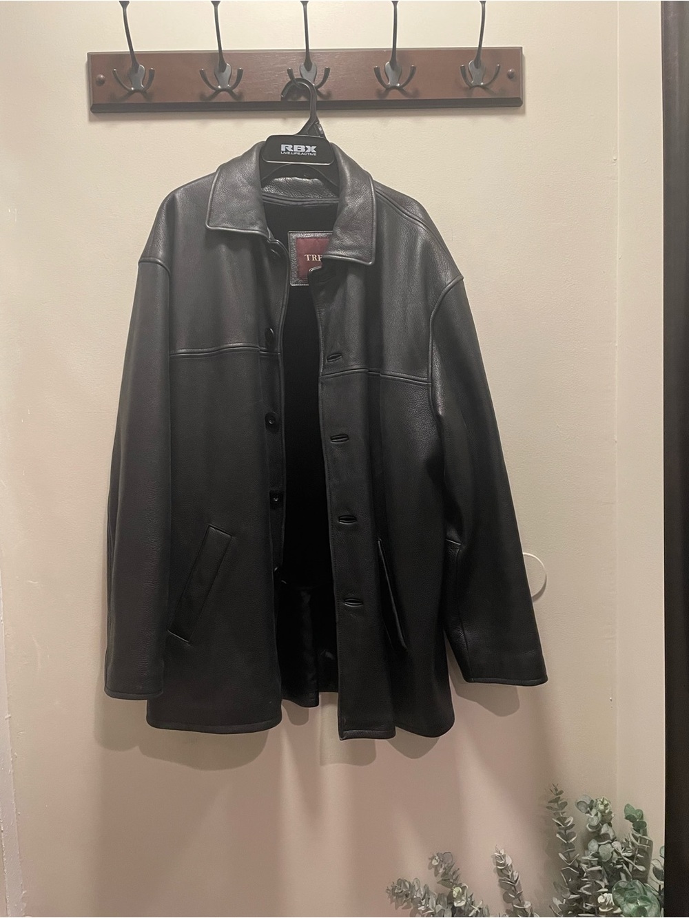 Vintage 1980’s Trek Black Leather Button-Front Men's Jacket 2XL - Picture 4 of 6